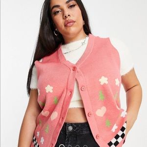 ASOS Curve Native youth multi colored sweater vest in a size 18